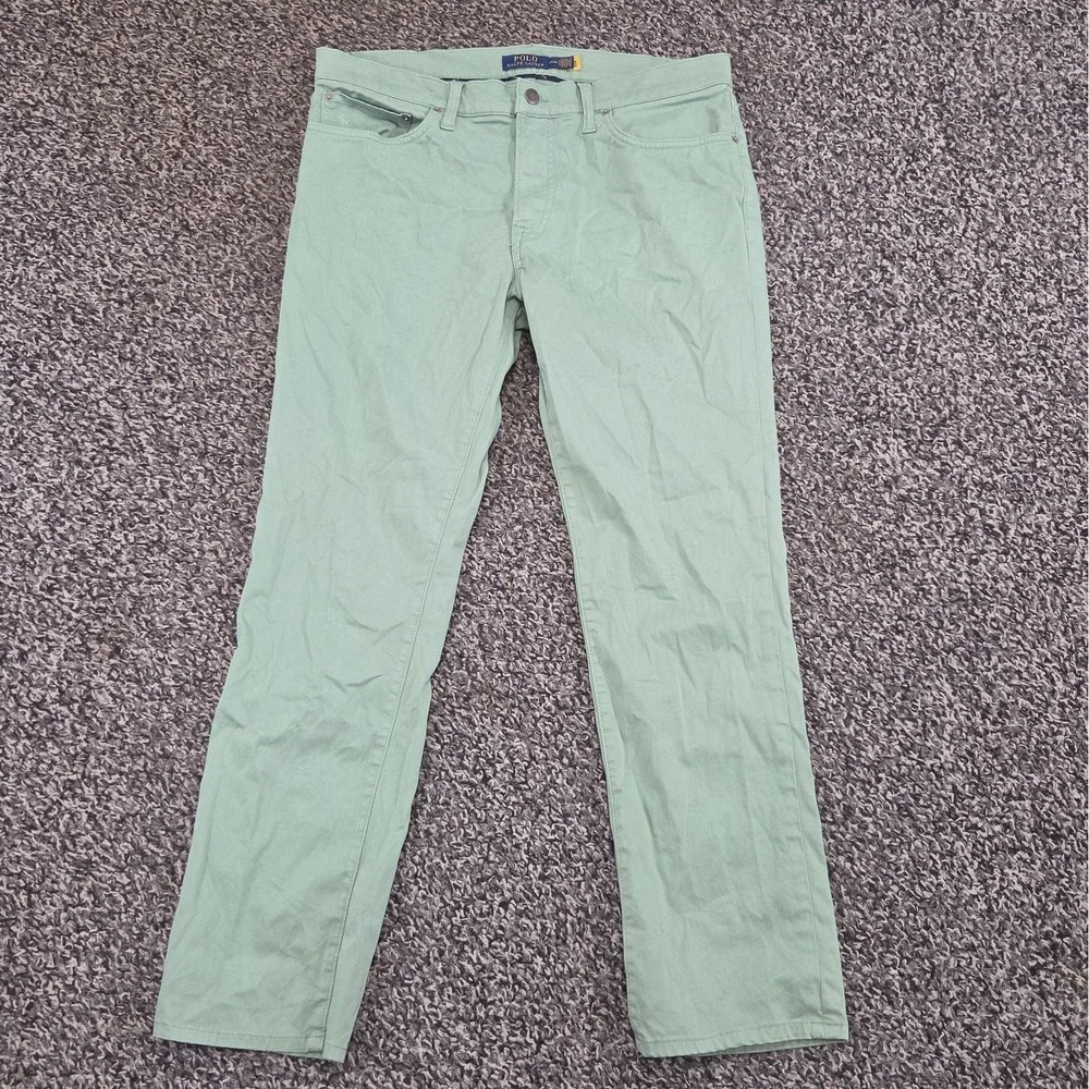 Polo Ralph Lauren Varick Slim Straight Pants Green Mens 33x30 Stretch Chino